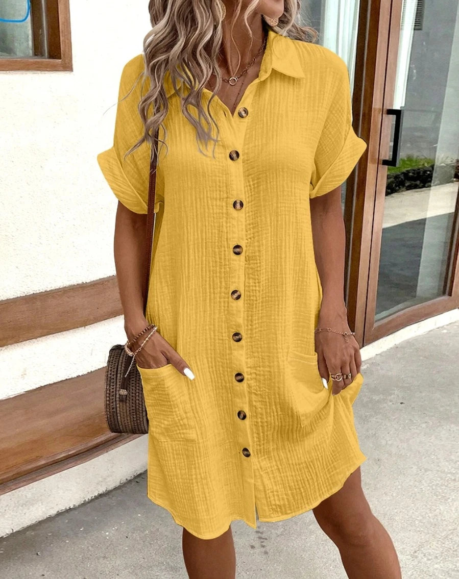 Casual Summer Linen V-neck Dress