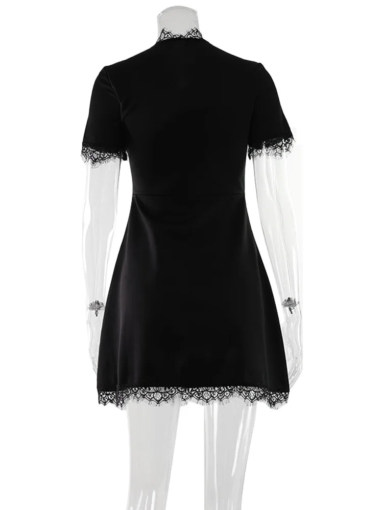 Elegant Hollow Out Slim Fit Turtleneck Dress