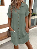 Casual Summer Linen V-neck Dress