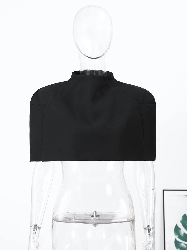 Elegant High-Neck Shawl-Shoulder Crop Top