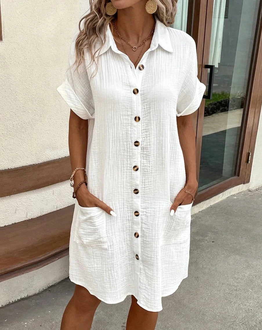 Casual Summer Linen V-neck Dress