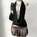Edgy Goth Y2K Long-Sleeve Crop Top – Cyberpunk Streetwear