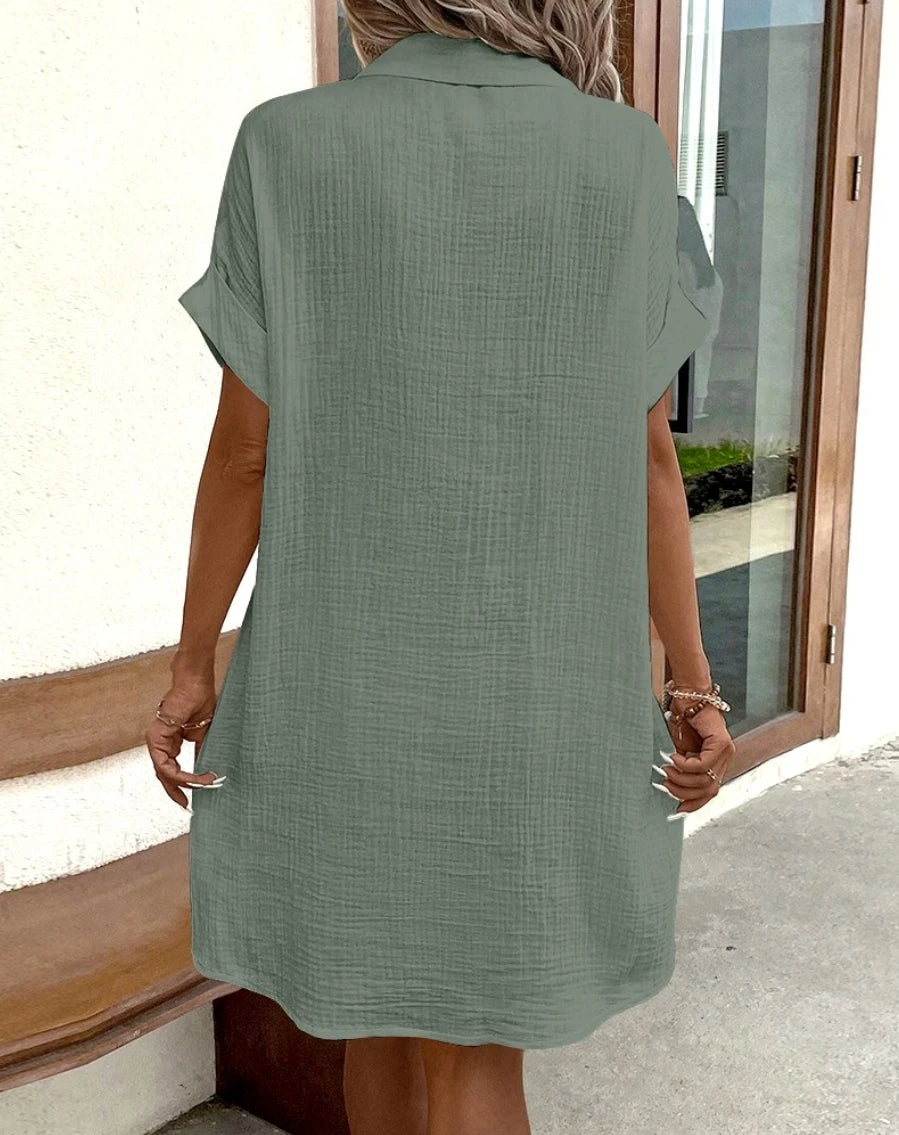 Casual Summer Linen V-neck Dress