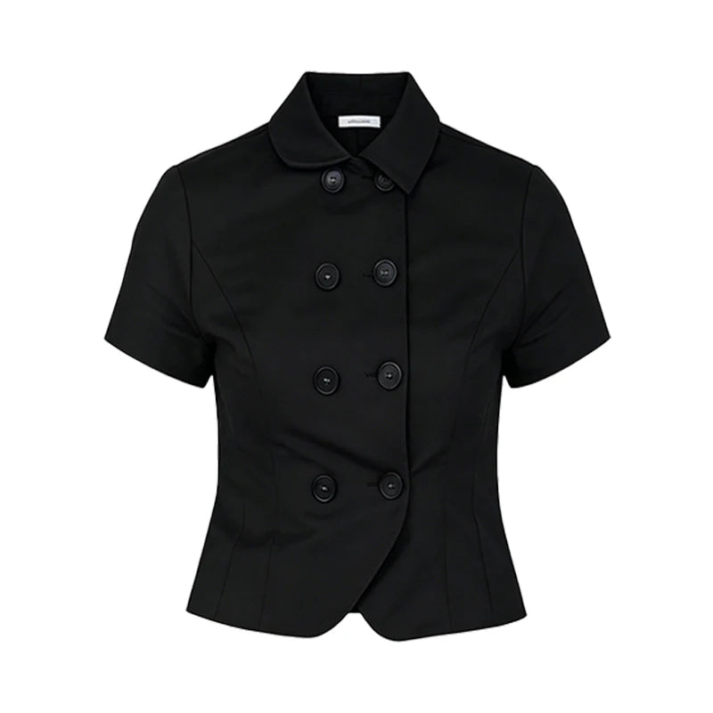 Y2K Sleeveless Turtleneck Button-Down Crop Top
